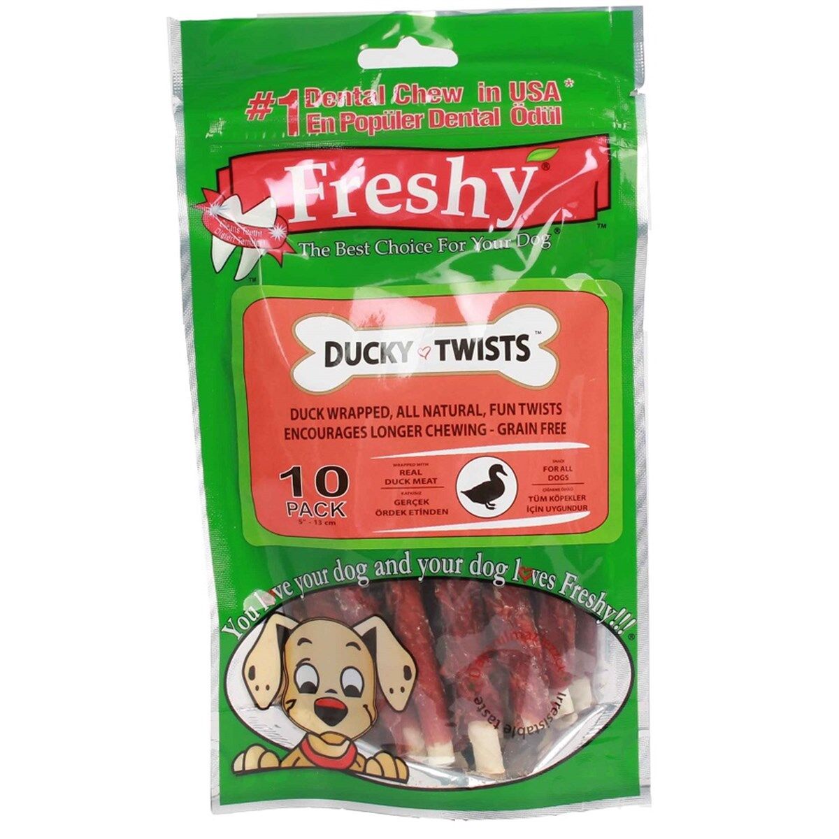 Freshy Ördek Kaplı Sütlü Burgu Köpek Ödülü 90 Gr 10 Lu