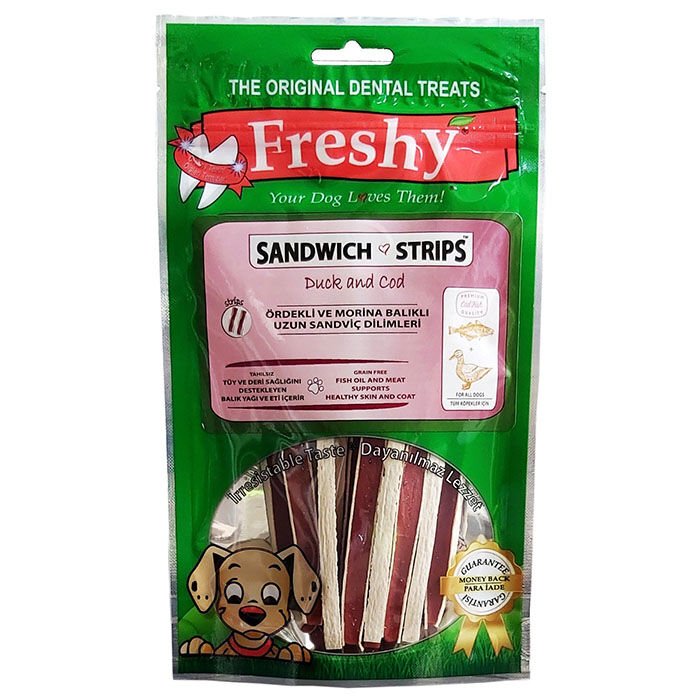 Freshy Ördekli ve Morina Balıklı Sandviç Şeritleri Köpek Ödülü