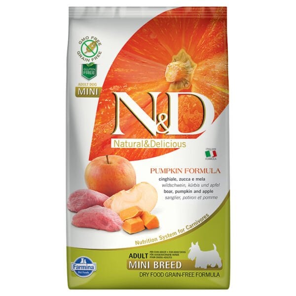 N&D Balkabak Yaban Domuzu Elmalı Küçük Irk Yetişkin Köpek Mama 2,5 kg