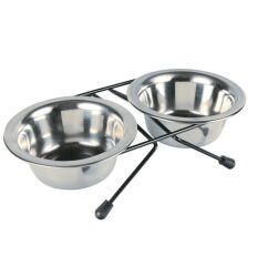 Trixie Paslanmaz Çelik Kedi Köpek İkili Mama Su Kabı Small 2x0,45 lt