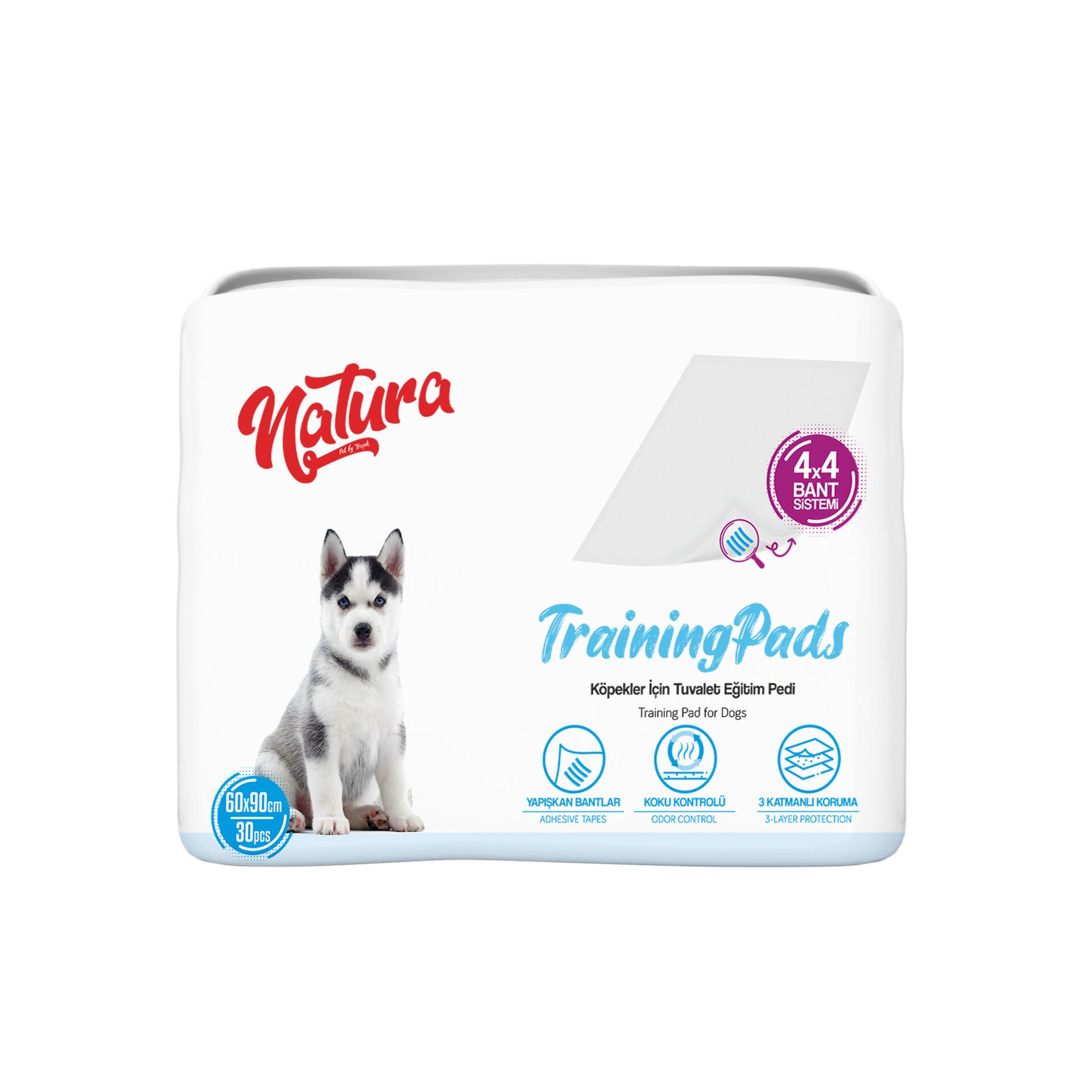 Natura Eğitim Çiş Pedi 60 X 90 Kaydırmaz Bantlı 30 Lu