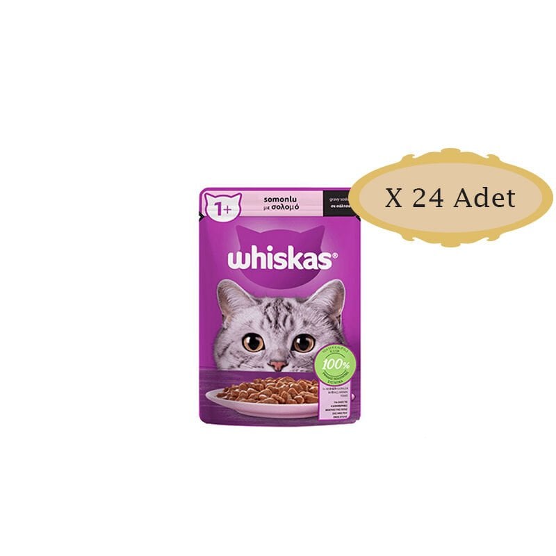 Whiskas Pouch Sos İçinde Somonlu Yetişkin Kedi Konservesi 85gr X 24 Adet