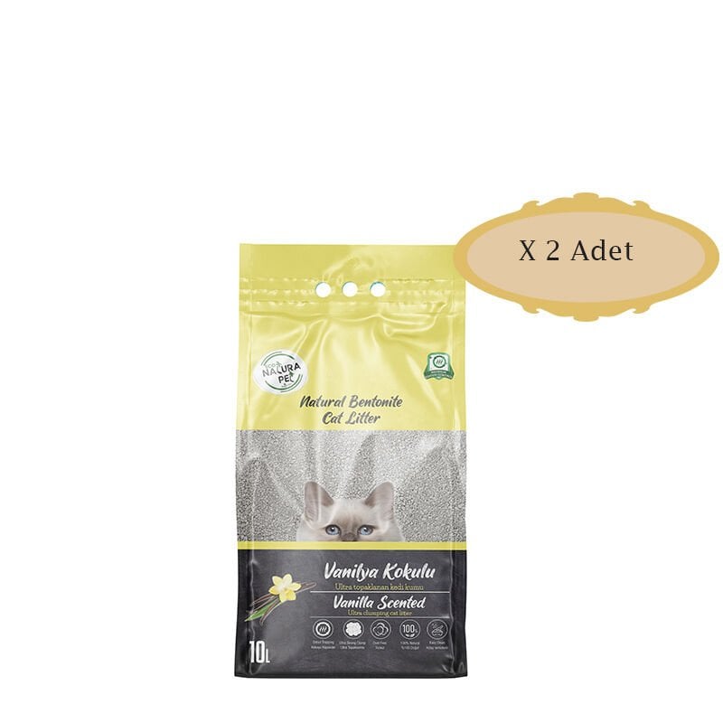 Eco Natura Pet Vanilya Kokulu Kalın Taneli Bentonit Kedi Kumu 10 Lt X 2 Adet