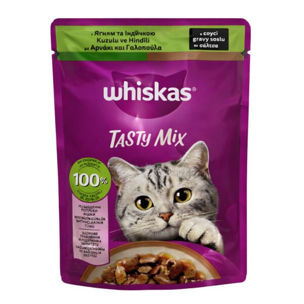 Whiskas Tasty Mix Kuzulu ve Hindili Gravy Soslu Poşet Yaş Mama 85g*28