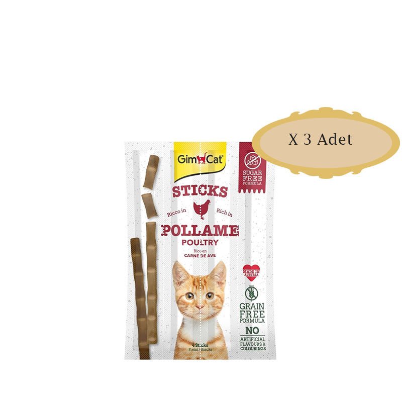 Gimcat Sticks Tavuklu ve Ciğerli Kedi Ödül Çubukları 4 parça-20 Gr X 3 Adet