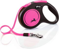 Flexi New Neon Pembe 5 metre Şerit Köpek Uzatma Tasma