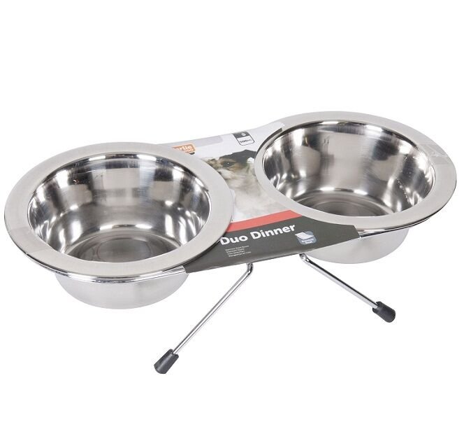 Karlie Duo Dinner İkili Çelik Mama Kabı 16 cm 2 x 0,8 lt