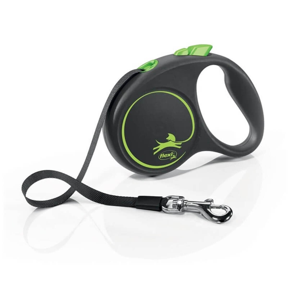 Flexi Black Design Otomatik Şerit Köpek Gezdirme Kayışı 5m [L] (Yeşil)