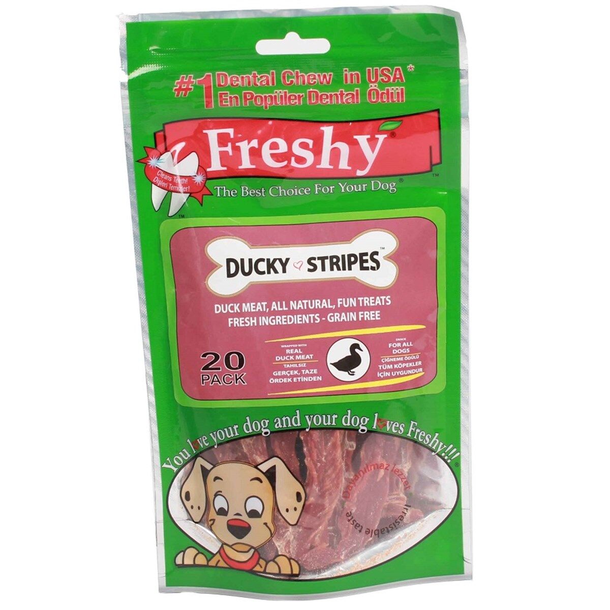 Freshy Ducky Stripes Gerçek Ördek Etli Köpek Ödül 20 Li
