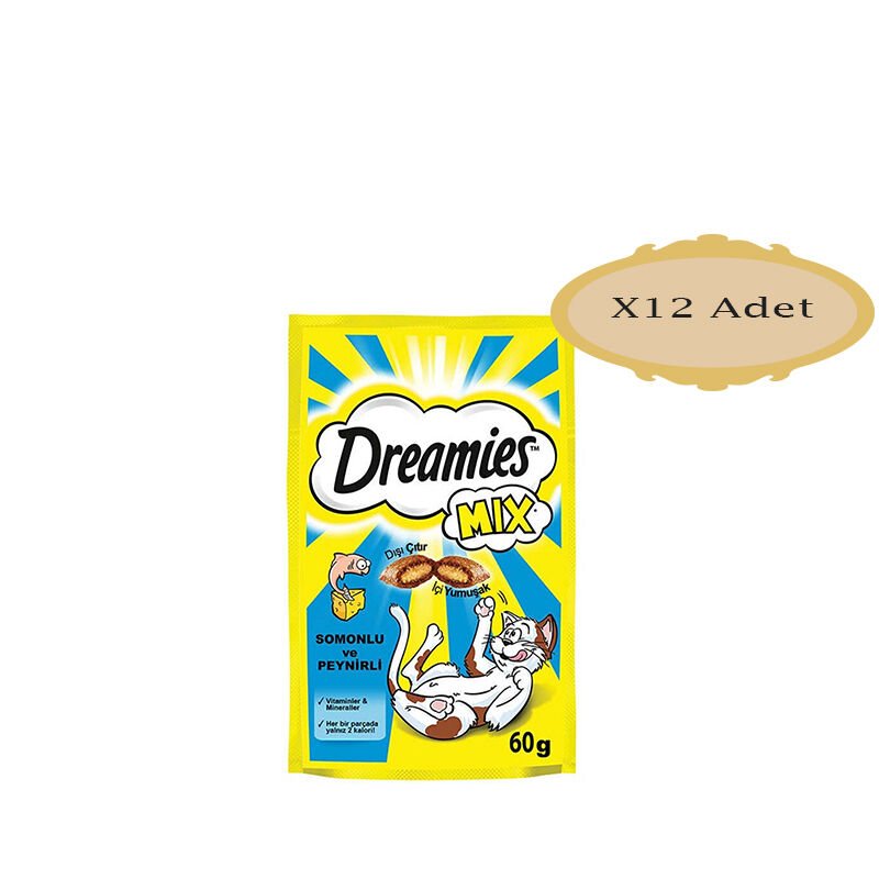 Dreamies somon ve peynirli kedi Ödülü 60 gr x 12 Adet