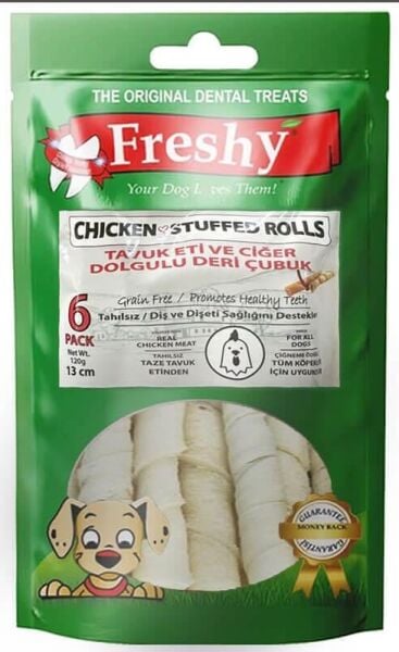 Freshy Tavuk Eti Ve Ciğeri Dolgulu Deri Çubuk 100g