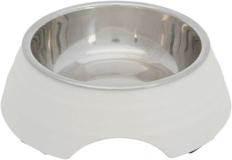 Trixie Köpek Mama ve Su Kabı, Melamin/Paslanmaz Çelik, 0.2lt/ø14cm, Beyaz