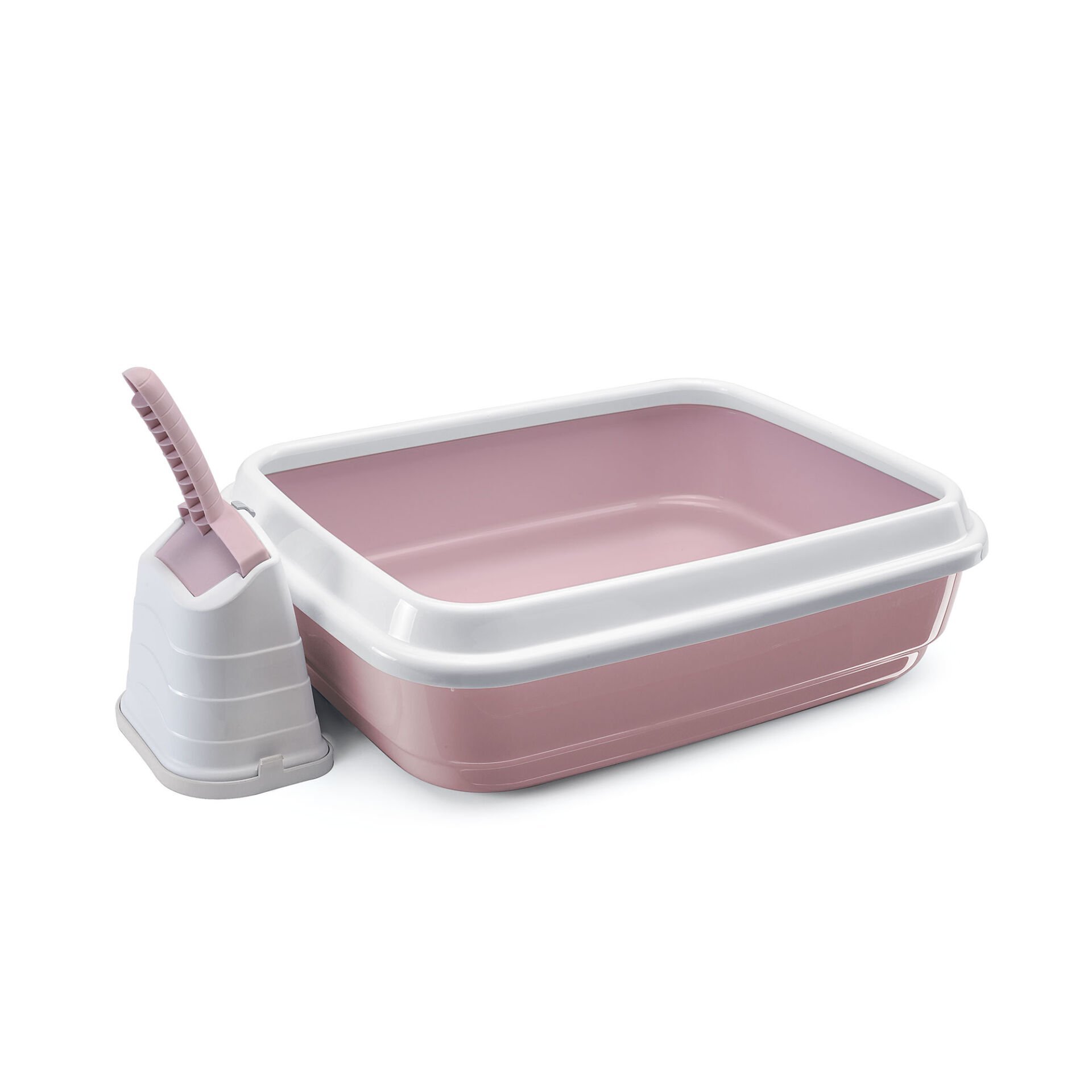 Imac Duo Açık Kedi Tuvalet Kabı ve Kürek Pembe/ Beyaz