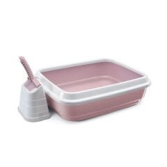 Imac Duo Açık Kedi Tuvalet Kabı ve Kürek Pembe/ Beyaz