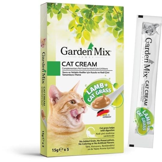 Garden Mix Kedi Çimi ve Kuzulu Krema Kedi Ödül Maması 15gr (5'li)