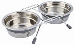 Trixie Köpek Mama Su Kabı, Tıkırtısız, Paslanmaz Çelik, 2 x 0,45 lt/ø 13 cm