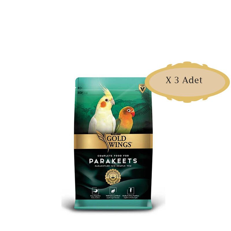 Gold Wings Premium Paraket (Küçük Papağan) Yemi 1 Kg X 3 Adet