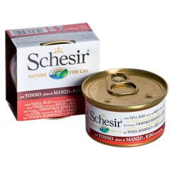 Schesir Naturel Brine Doğal Ton, Sığır  ve Pirinçli Kedi Konservesi 85 gr