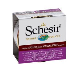 Schesir Naturel Brine Doğal Tavuk, Sığır  ve Pirinçli Kedi Konservesi 85 gr