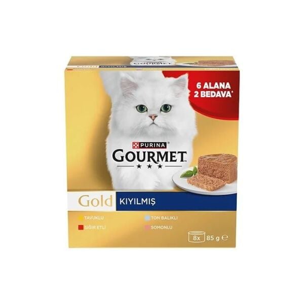 Gourmet Kıyılmış Karışık Çeşitli Yetişkin Konservesi 8x85gr (8 AL 6 ÖDE)