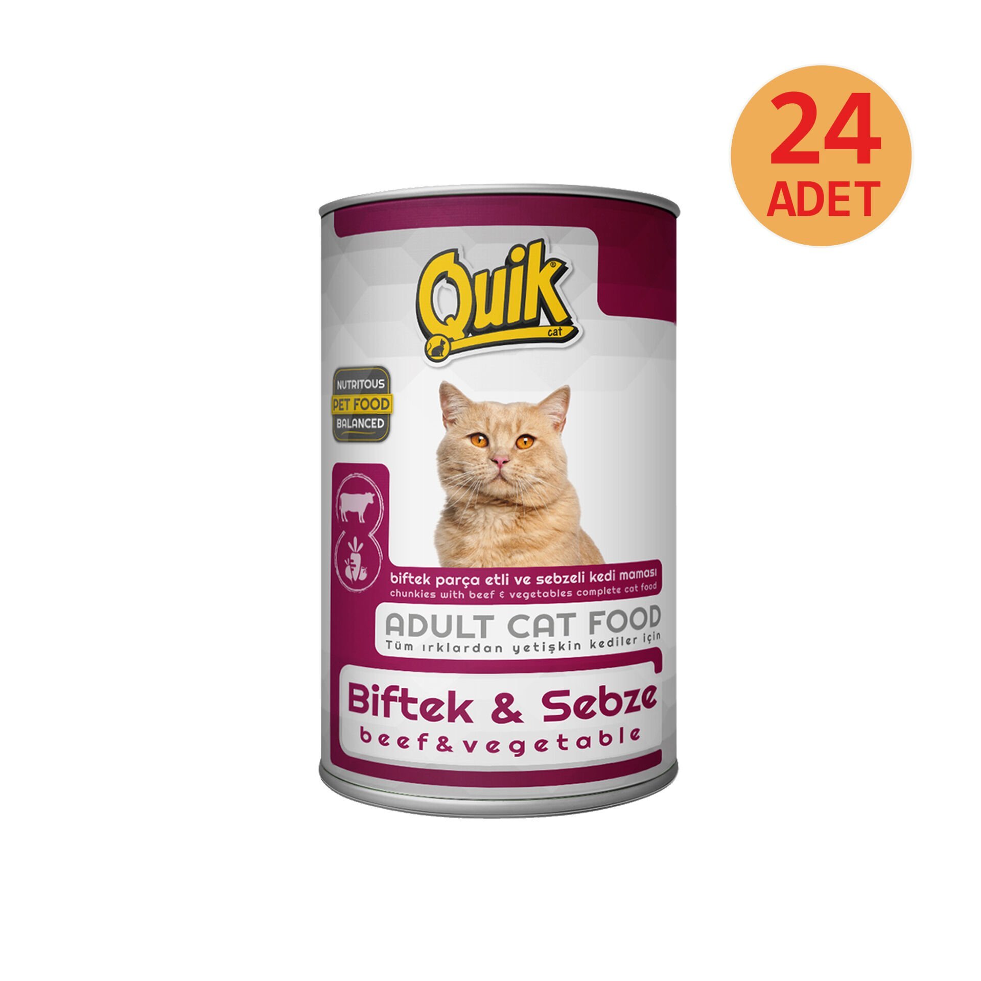 Quik Biftek-Sebze kedi Konservesi 24 adet