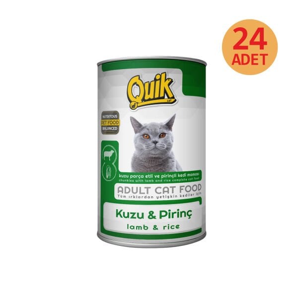 Quik Kuzu Etli-Pirinç kedi Konservesi 415 gr 24 lü