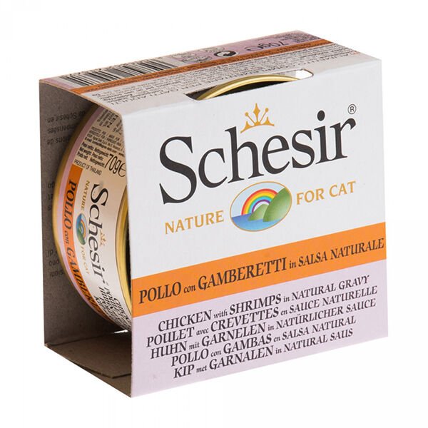 Schesir Broth Naturel Doğal Et Soslu Tavuk ve Karidesli Kedi Konseve 70 gr