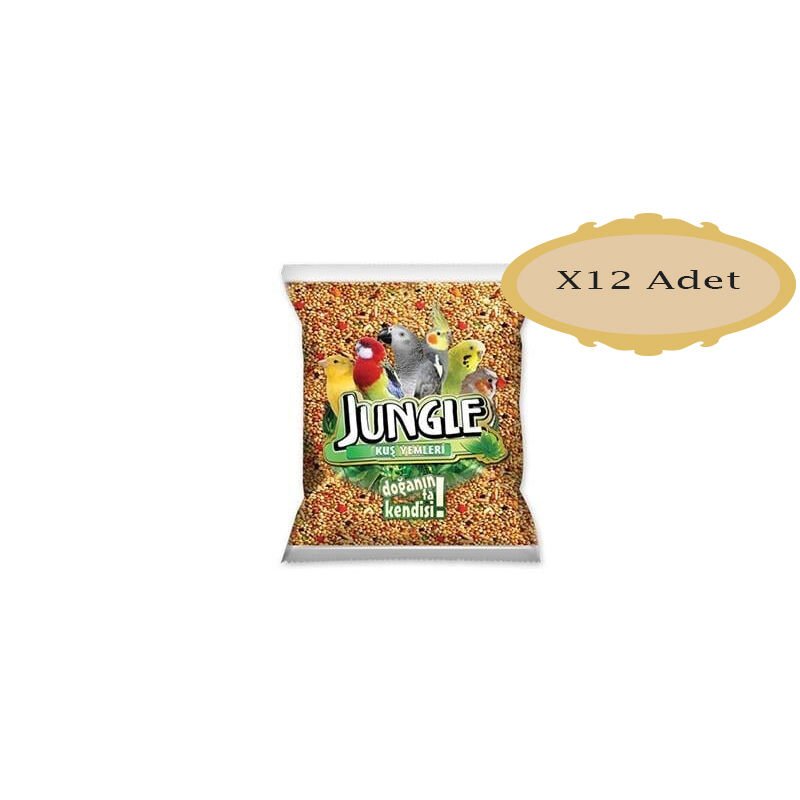 Jungle Muhabbet Kuşu Yemi Poşet 500 Gr x 12 Adet