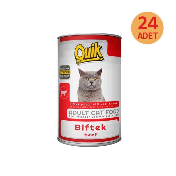 Quik  Biftekli kedi  Konservesi 415 gr 24 adet