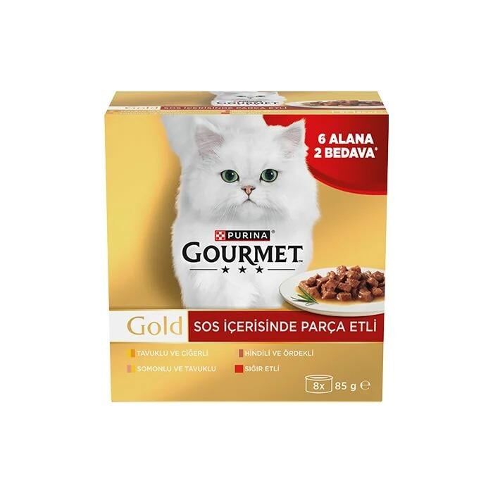 Gourmet Soslu Parça Etli Karışık Çeşitli Konserve 8x85 (8 AL 6 ÖDE )
