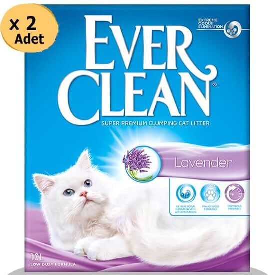 Ever Clean Lavender - Lavanta Parfümlü Kedi Kumu 10 Lt x 2 Adet