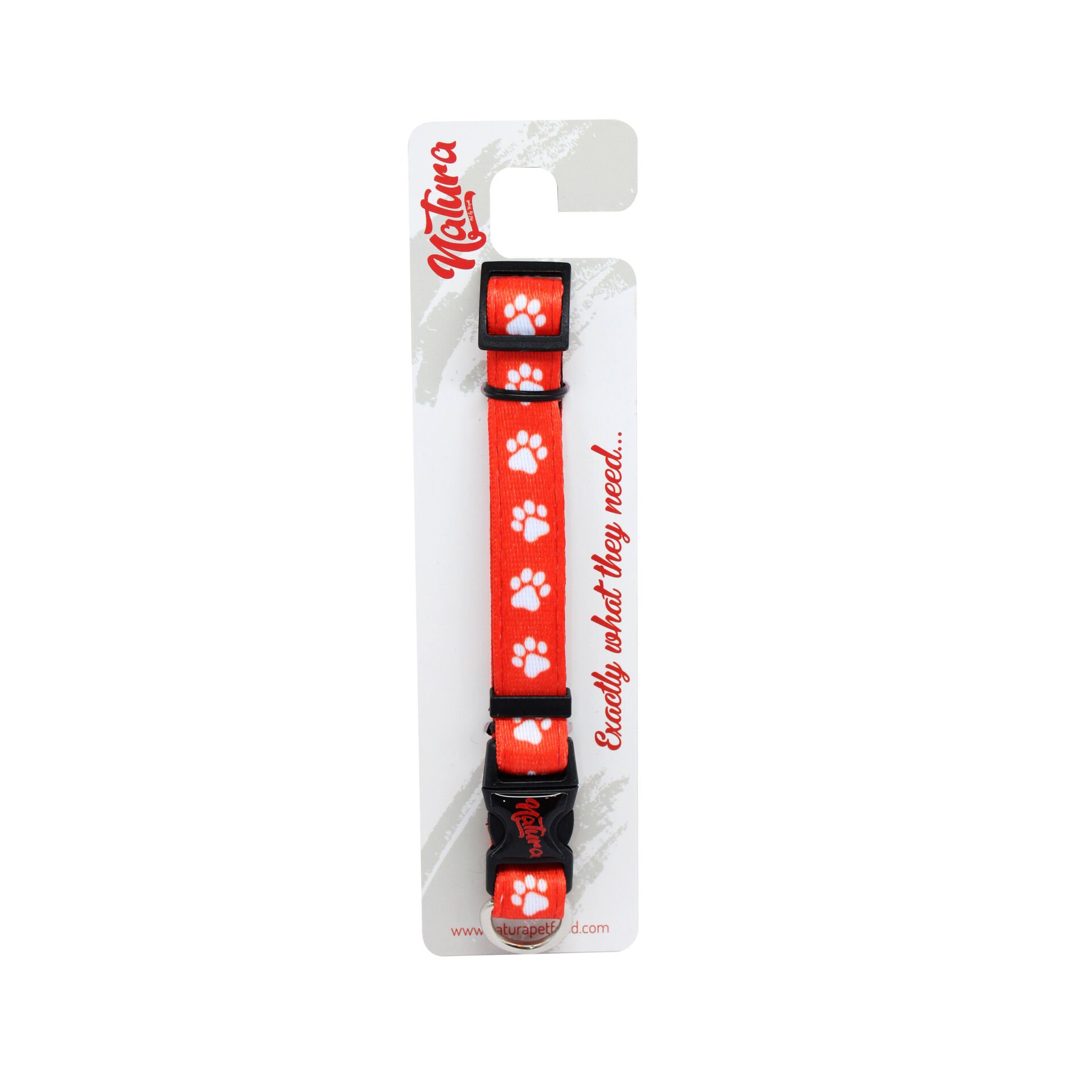 Natura Köpek Boyun Tasması XS / S  - Pati Desenli Kırmızı