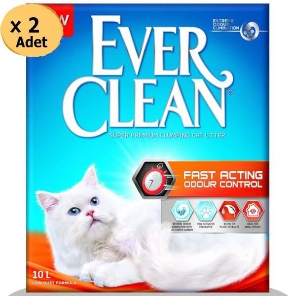 Ever Clean Fast Acting Odour Control Hızlı Koku Etkili Kedi Kumu 10 Lt x 2 Adet