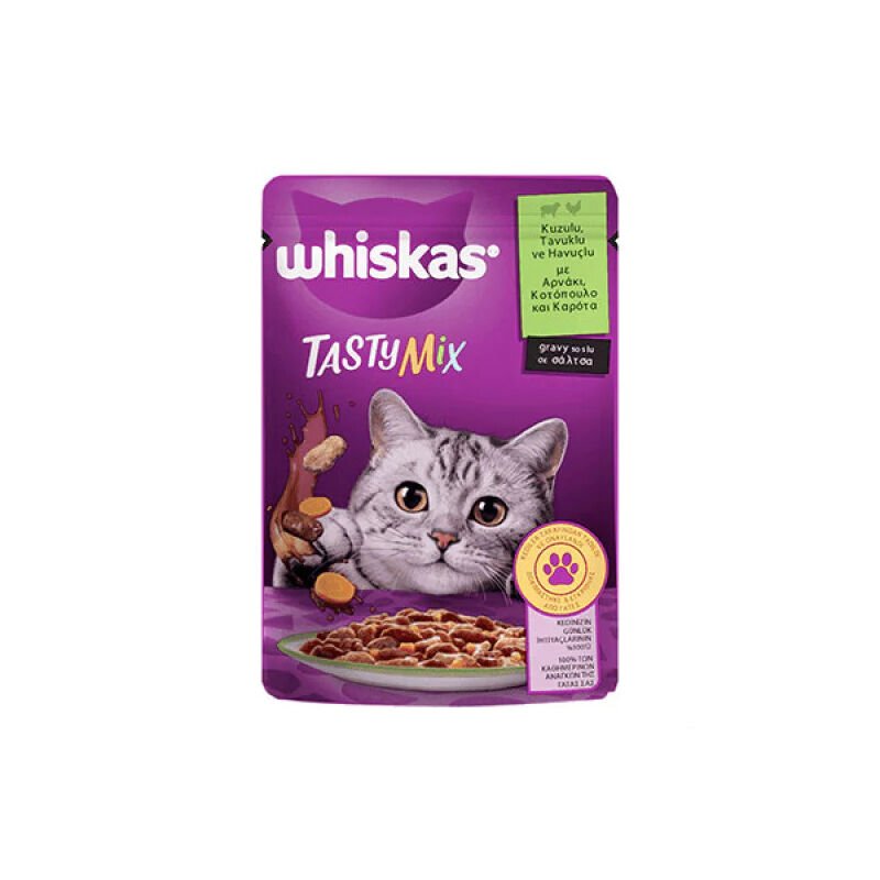 Whiskas Pouch TastyMix Kuzulu TavukluveHavuçlu Yetişkin Kedi Konservesi 85