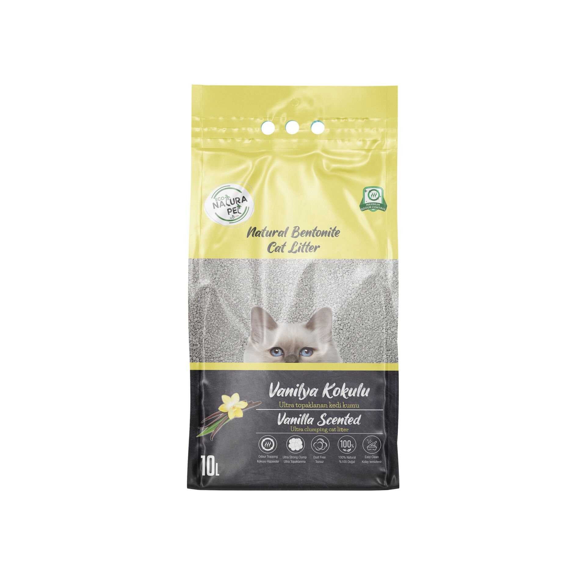 Eco Natura Pet Vanilya Kokulu İnce Taneli Bentonit Kedi Kumu 10Lt