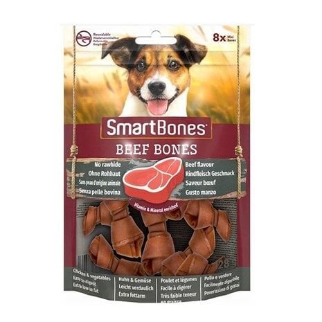Smartbones Sığır Etli Mini Düğüm Kemik Köpek Ödülü 8'li 128 Gr
