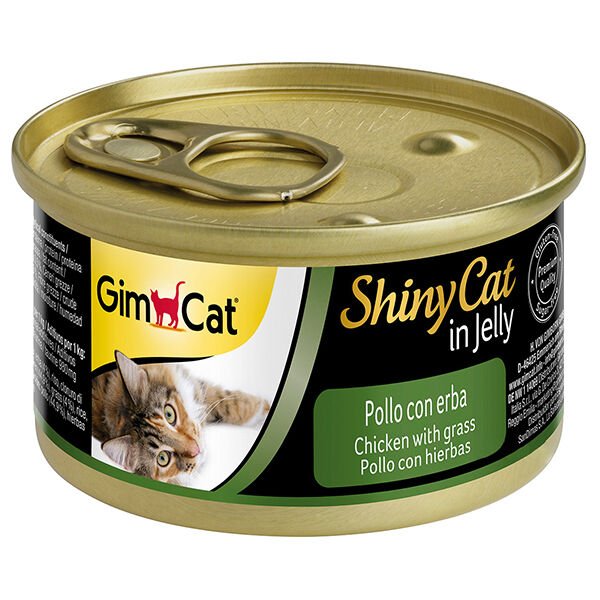 Gimcat ShinyCat Jel İçinde Tavuk ve Çimenli Kedi Konservesi 70 gr