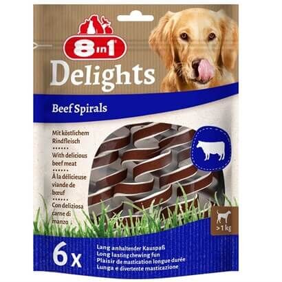 8in1 Delights Beef Spirals Sığır Etli Spiral Köpek Ödülü 6Lı