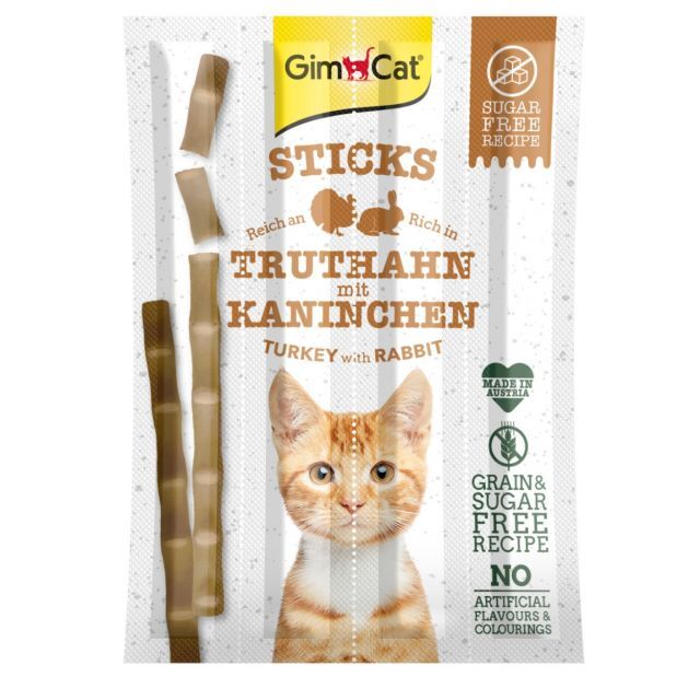 GimCat Sticks Hindi & Tavşan Etli Tahılsız Kedi Ödül Çubukları 4'lü 20gr
