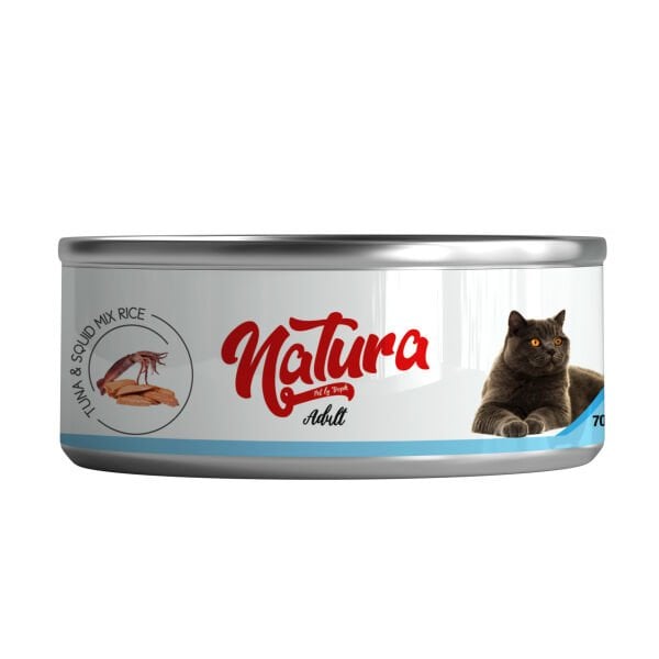 Natura Ton Balığı & Kalamar, Jöle İçinde Pirinçli Kedi Konservesi 70Gr