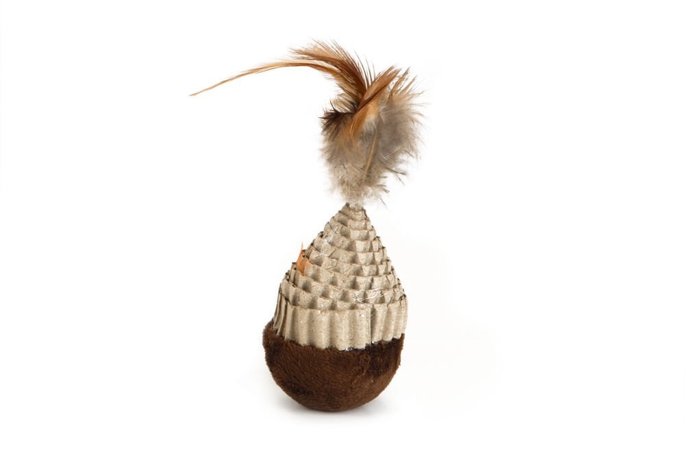 Beeztees Karton ve Tüylü Hacıyatmaz Kedi Oyuncağı 5x5x12cm