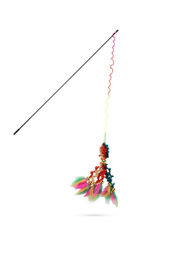 Beeztees Yün Örgü ve Tüylü Uçlu Kedi Oltası 46cm