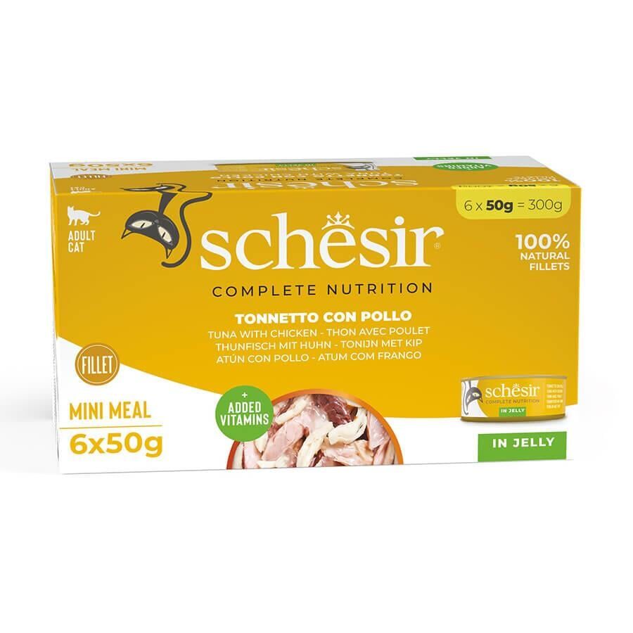 Schesir Ton Balığı ile Tavuklu Jöle İçinde Kedi Konservesi 6x50 g