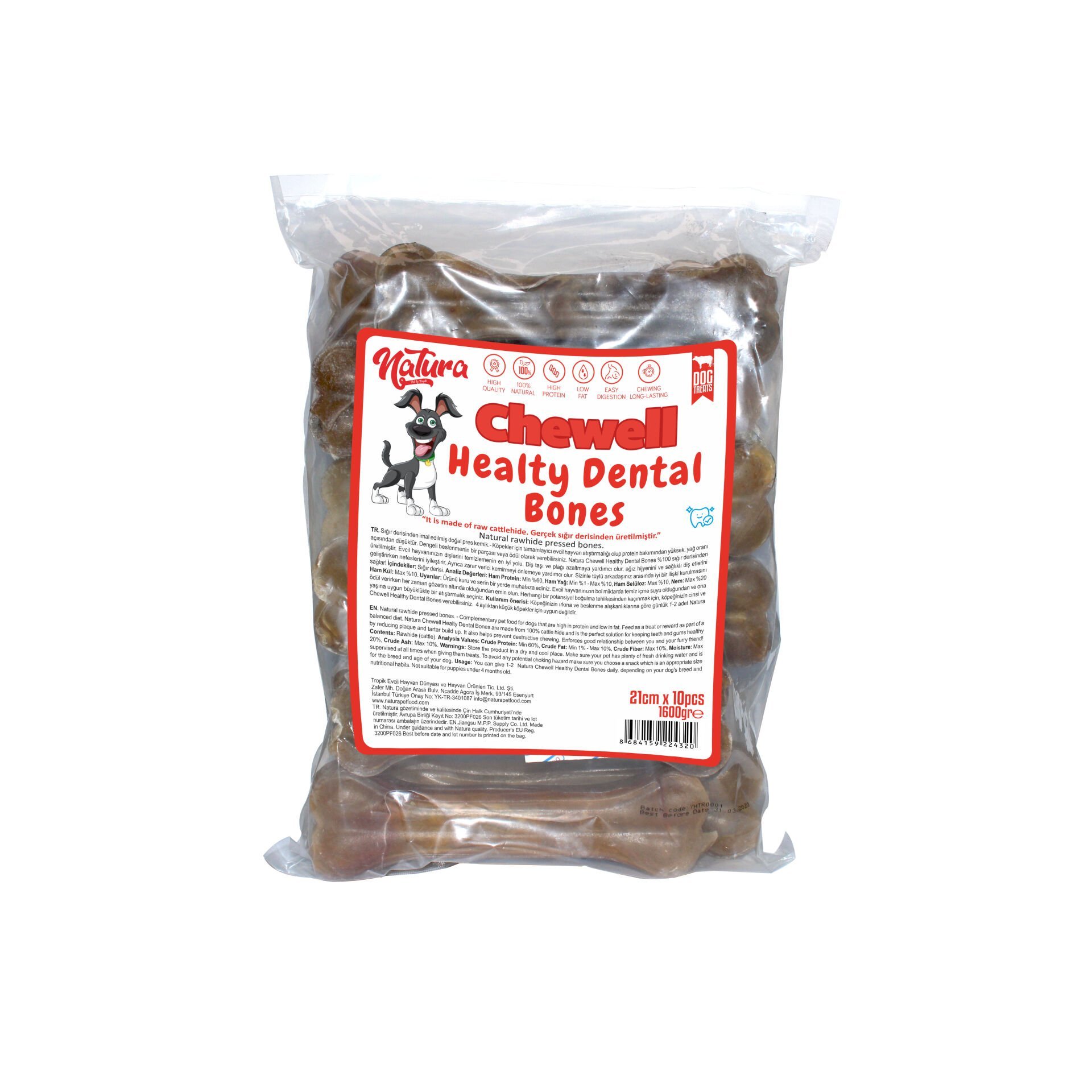 Natura Chewell Healty Dental Bones Natural Pres Kemik 21cm 10lu 1600Gr