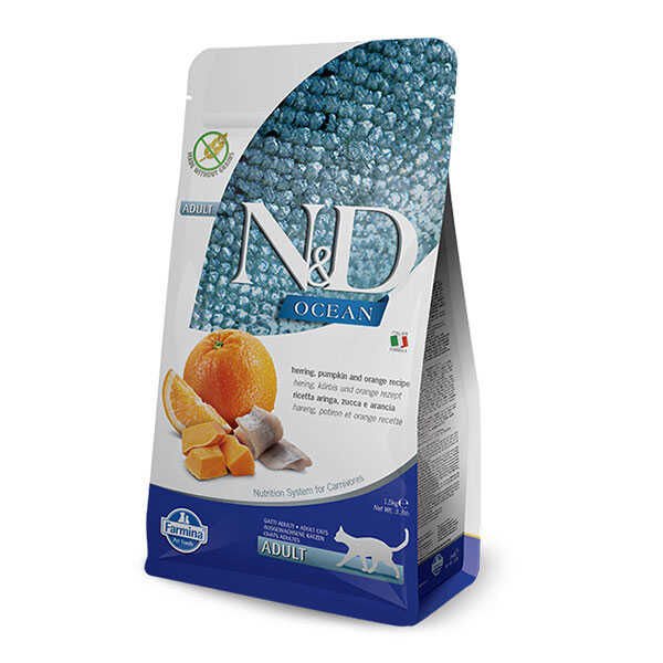 N&D Ocean Ringa , Bal Kabaklı ve Portakallı Tahılsız Yetişkin Kedi 1,5 Kg
