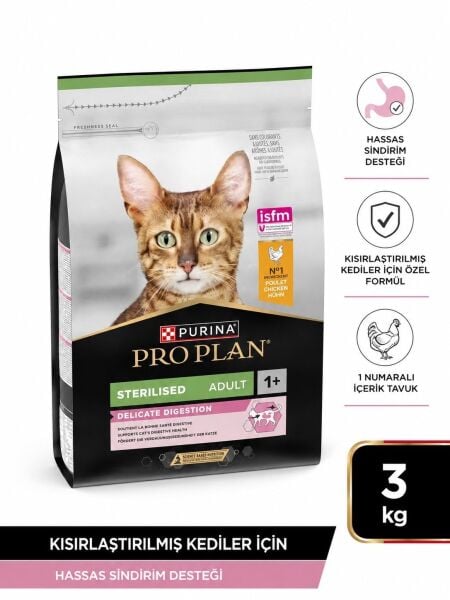 Pro Plan Sterilised Delicate Tavuklu Kısır Kedi Maması 3 kg