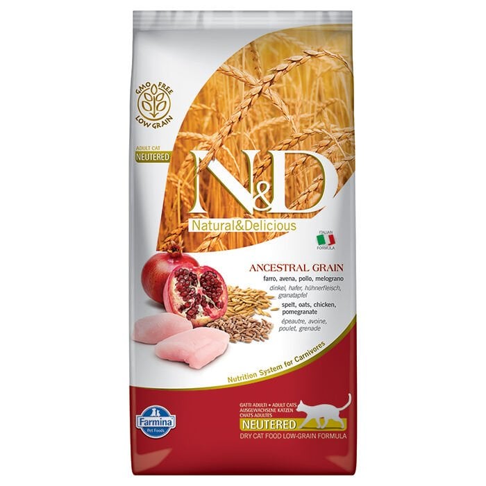 N&D Düşük Tahıllı Tavuklu ve Narlı Kısırlaştırılmış Kedi Maması 5 kg