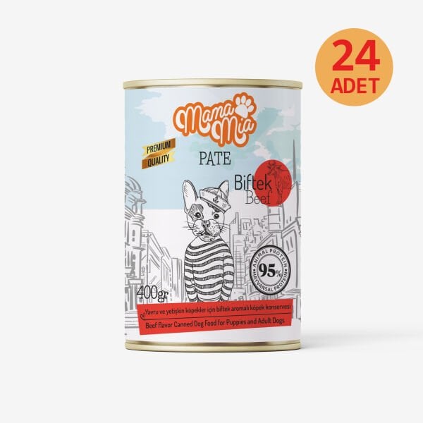 MAMAMİA BİFTEKLİ KÖPEK KONSERVESİ 400 GR 24 LÜ