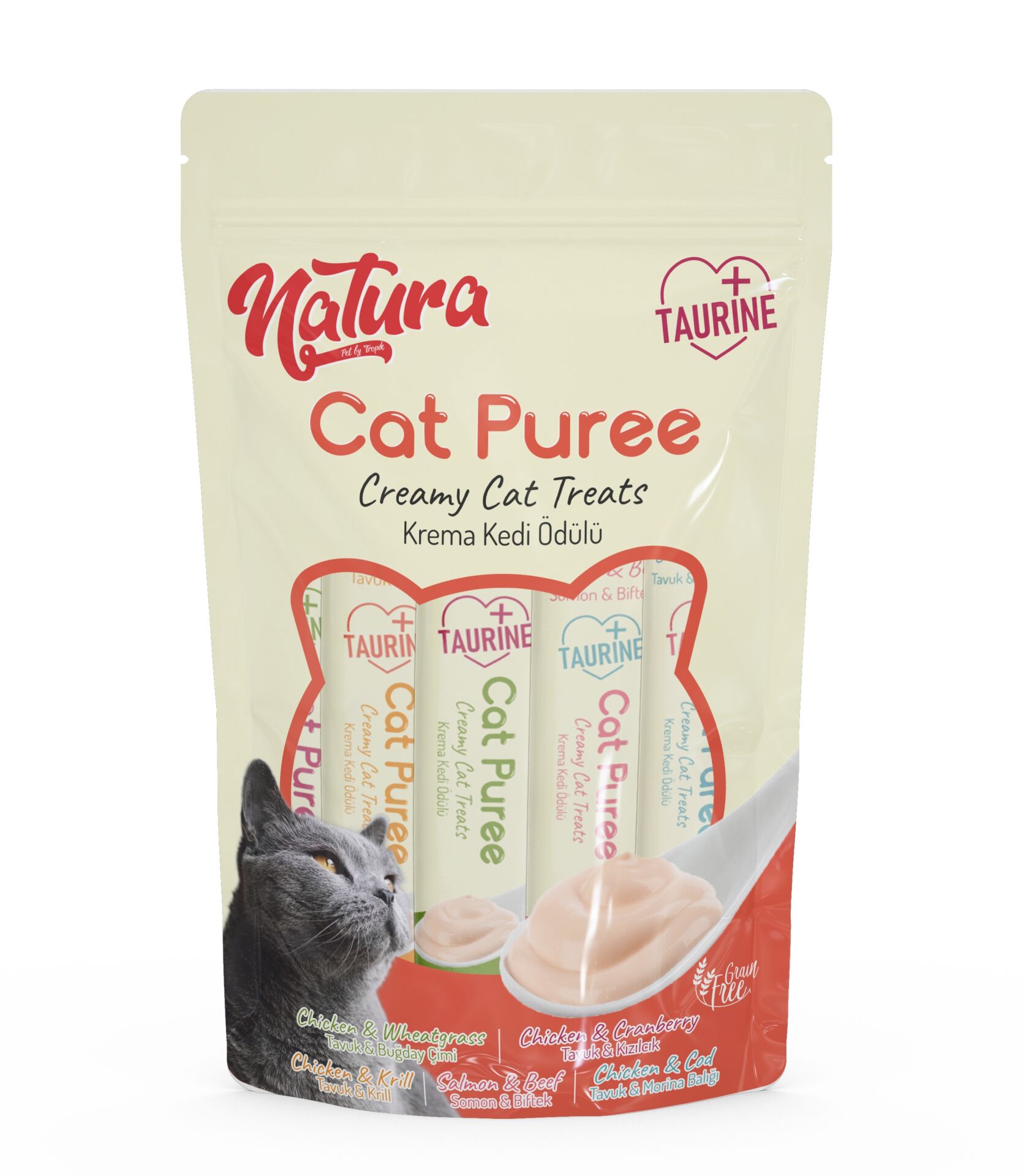 Natura Kedi Püre Kremli 5 li Karışık 5 Adet