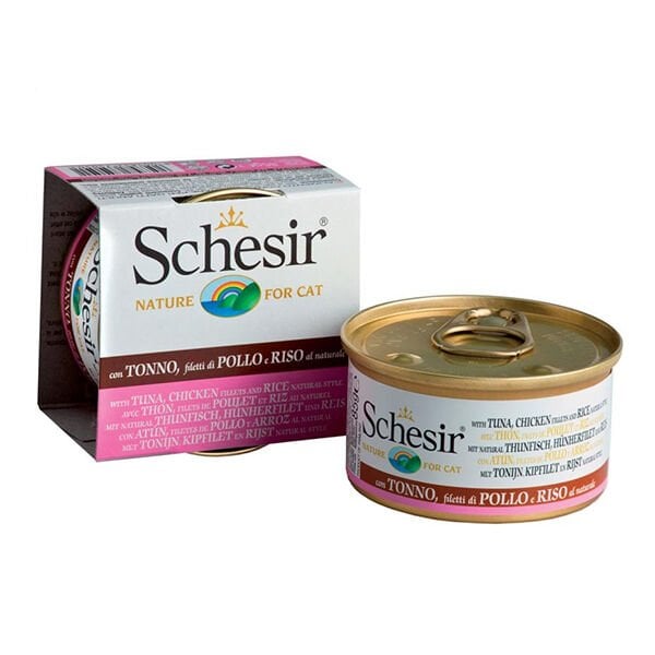 Schesir Naturel Brine Doğal Ton, Tavuk ve Pirinçli Kedi Konservesi 85 gr